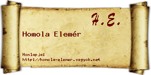 Homola Elemér névjegykártya